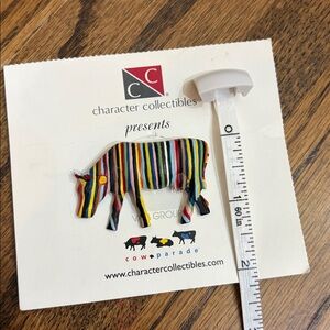NWT Cow Parade rainbow striped cow lapel pin brooch by Carey Smith